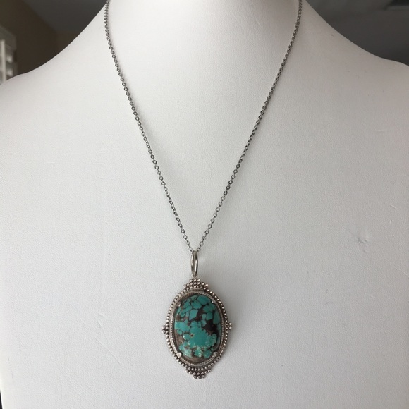 Natural turquoise sterling silver pendant - Picture 4 of 5